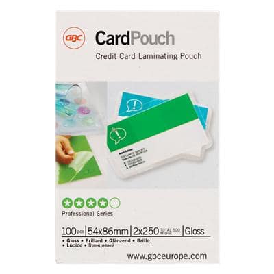 GBC Card Laminating Pouches Non Adhesive Glossy 250 microns (2 x 250) Transparent Pack of 100