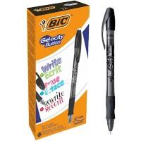 BIC Gel-ocity illusion Retractable Rollerball Pen Erasable Medium 0.4 mm Black Pack of 12