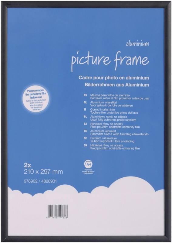 Viking A4 Picture Frame Hanging Black Aluminium 4820931 29.7 (W) x 21 (H) cm Pack of 2