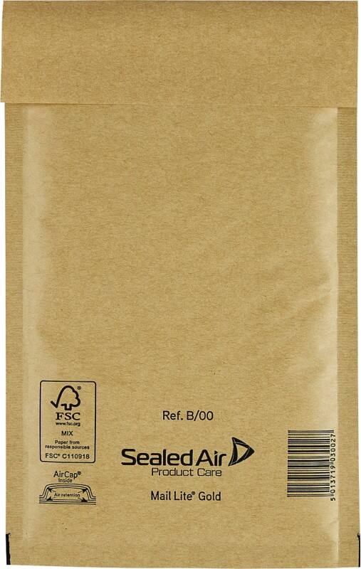Mail Lite Mailing Bag B/00 Gold Plain 120 (W) x 210 (H) mm Peel and Seal 79 gsm Pack of 100