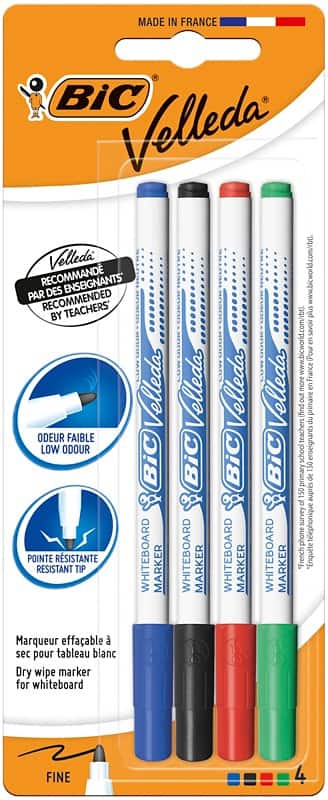 BIC Velleda 1721 Whiteboard Marker Assorted Fine Bullet  - 1.5 mm Pack of 4