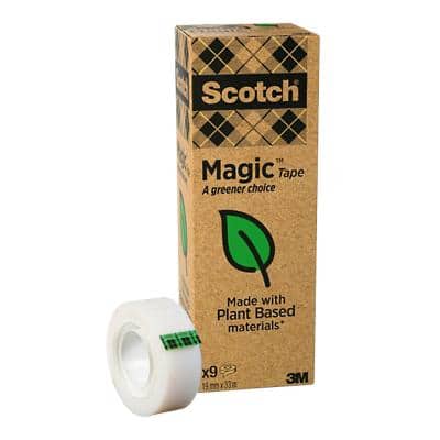 Scotch Magic Tape Transparent 19 mm x 33 m Small Core PP (Polypropylene) Pack of 9