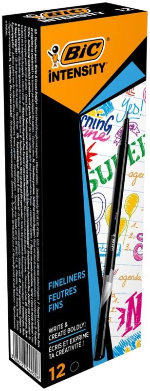 BIC Intensity Fineliner Pen 0.4 mm Needlepoint Black Pack of 12