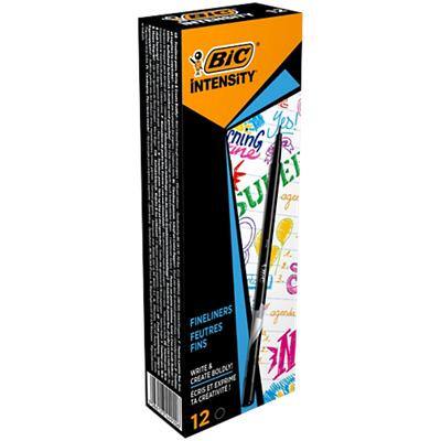 BIC Intensity Fineliner Marker Pens Fine Point 0.4 mm Black Barrel