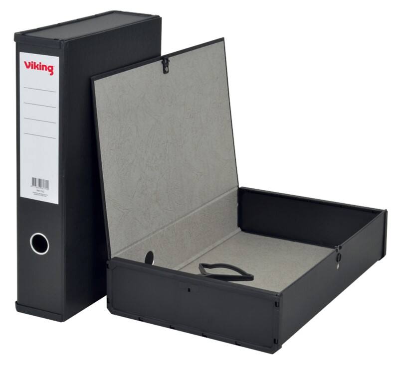 Viking Box File 4881762 Foolscap Cardboard, Paper Press Stud 7.5 (W) x 24.5 (D) x 36.8 (H) cm Black 7.5 cm
