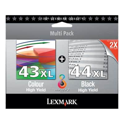 Lexmark 43XL & 44XL Original Ink Cartridge 0080D2966 Black, Cyan, Magenta, Yellow Pack of 2