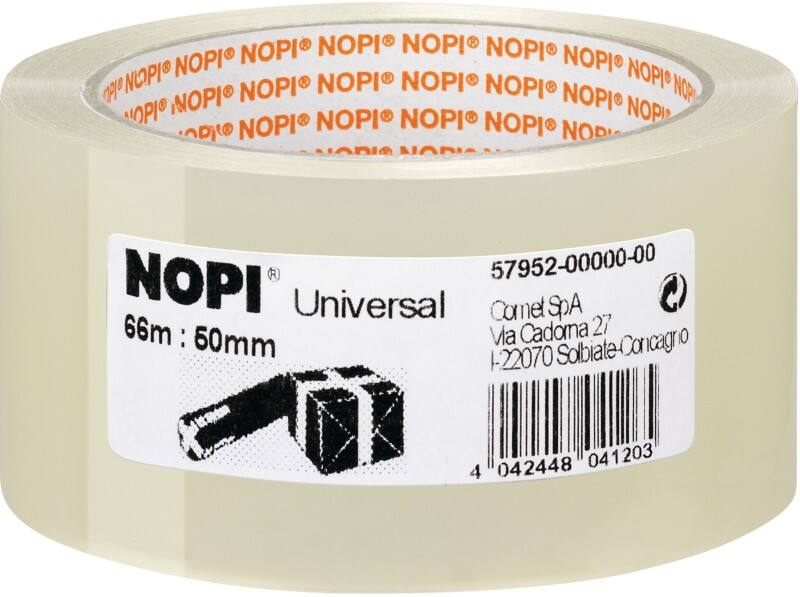 Nopi Packaging Tape Transparent 50 mm (W) x 66 m (L) Polypropylene Universal
