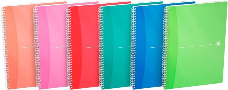 OXFORD Notebook Office My Colours A5 Ruled Spiral Bound PP (Polypropylene) Hardback Assorted Perforated 180 Sheets Pack of 5