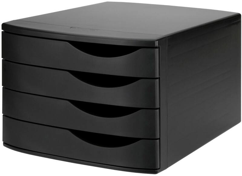 Djois Re-Solution Desktop Drawers PS (Polystyrene) Black 4 Drawers 30 x 37.5 x 21.6 cm A4