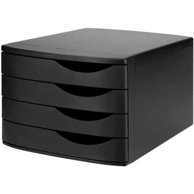 Djois Re-Solution Desktop Drawers 4 Drawer Set with 4 drawers, black A4 PS (Polystyrene) Black 30 x 37.5 x 21.6 cm