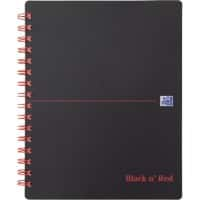 OXFORD Meeting Book Black n' Red A5+ Ruled Spiral Bound PP (Polypropylene) Hardback Black, Red Perforated 160 Pages