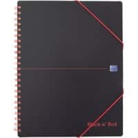 OXFORD Black n' Red A4+ Wirebound Poly Cover Meeting Book Ruled 160 Pages