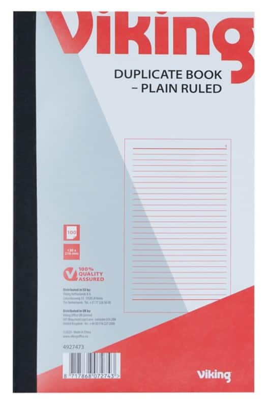 Viking Duplicate Book Special format Ruled Assorted Perforated 4927473 200 Sheets