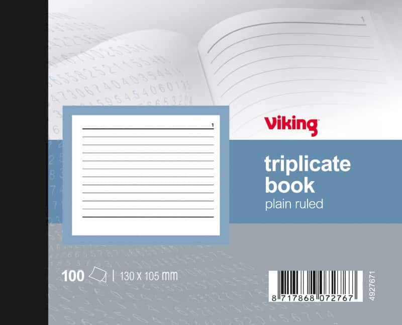 Viking Triplicate Book 130 x 105mm Perforated 300 Sheets