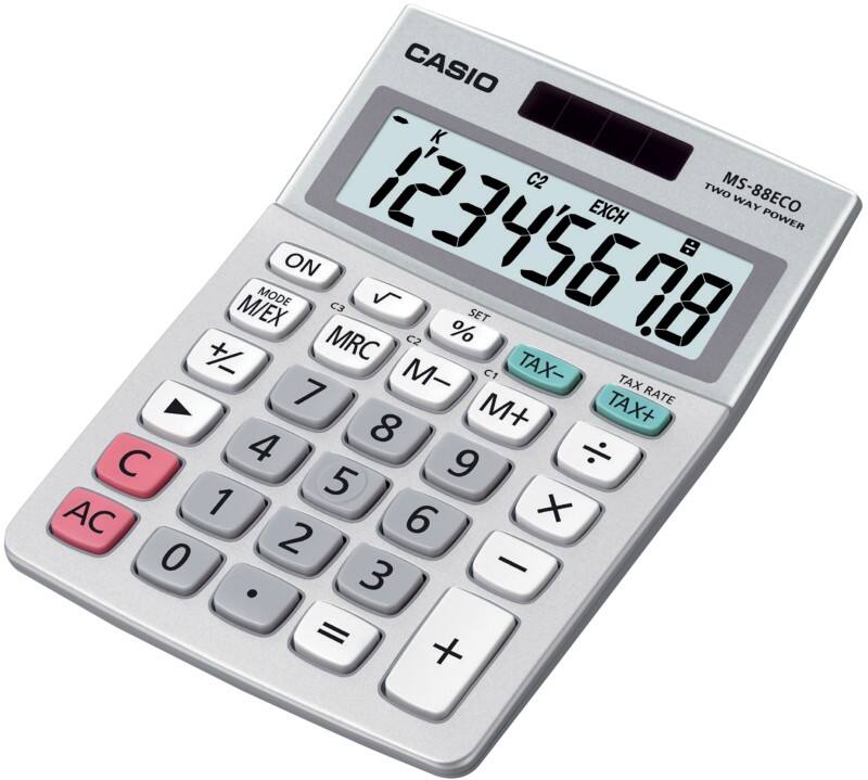 Casio Desktop Calculator MS-88ECO 8 Digit Display Grey