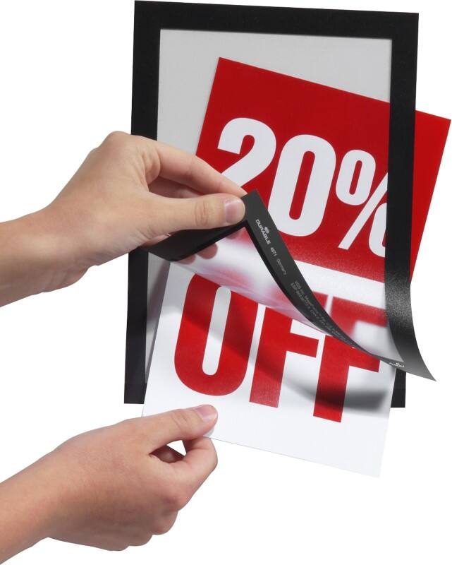 DURABLE Duraframe A5 Display Frame Adhesive Black Adhesive Magnetic 487101 23.6 (W) x 17.6 (H) cm Duraframe Pack of 2