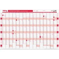 Viking 16 Months Unmounted Annual Planner 2025, 2026 English 91 (W) x 61 (H) cm Red
