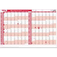Office Depot Wall Mounted Year Planner 2022 Landscape Red 91 x 61 cm