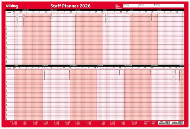 Viking Staff Planner 2025 Paper Red English