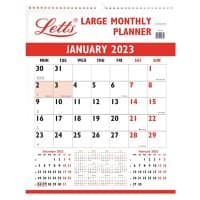 Letts Year Calendar 2022 1 Month per page Portrait White, Red 34 x 0.5 x 42.2 cm