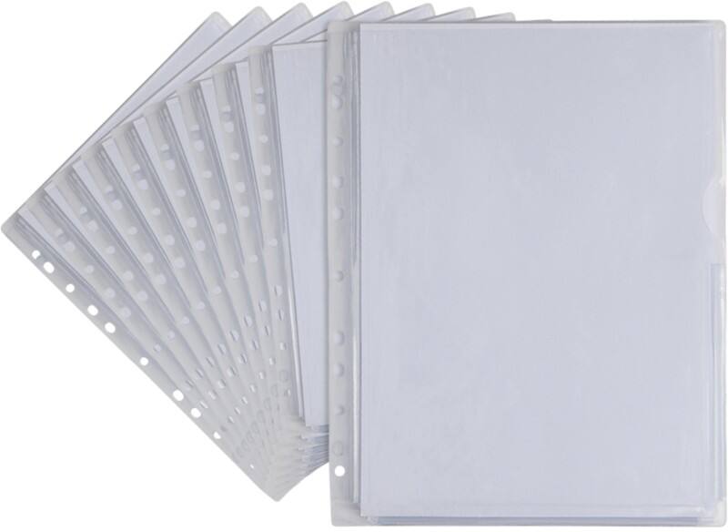 Viking Expanding Punched Pockets A4 Clear Transparent 200 microns PP (Polypropylene) Top and Right Opening 11 Holes Pack of 10
