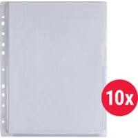 Office Depot Punched Pockets A4 Clear Transparent 200 Microns PP (Polypropylene) Up and Right 11 Holes Pack of 10