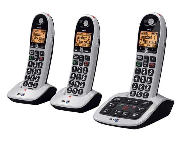 BT BT4600 Trio Cordless Telephone Black Pack of 3