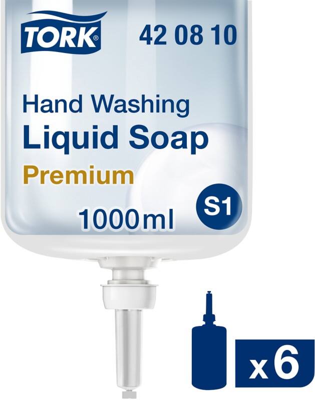 Tork Premium S1 Hand Soap Liquid Transparent 420810 1 L Pack of 6