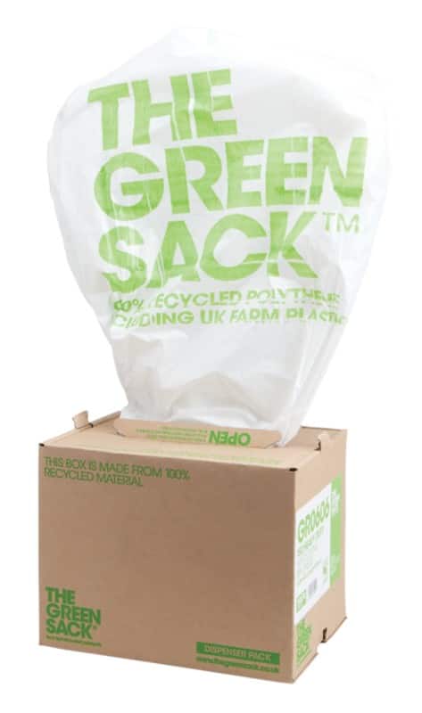 Green Sack Bin Bags 80 L 100% Recycled White PE (Polyethylene) 20 microns Pack of 150