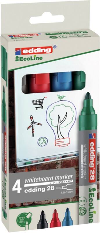 edding Whiteboard Marker EcoLine 28 Bullet 3 mm Black / Red / Blue / Green 4 Pieces