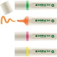 edding EcoLine 24 Highlighter Assorted Medium Chisel 2-5 mm Refillable 4 Pieces