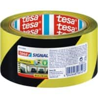 tesa Warning Tape tesasignal Universal Black, Yellow 50 mm (W) x 66 m (L) PP (Polypropylene)