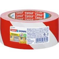 tesa Warning Tape tesasignal Universal Red, White 50 mm (W) x 66 m (L) PP (Polypropylene)