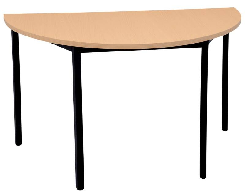 Viking Realspace Semi-circular Table Beech MFC (Melamine Faced Chipboard), Steel Black 1,200 x 600 x 750 mm