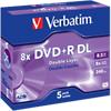 Verbatim DVD+R 8x 8.5 GB Pack of 5