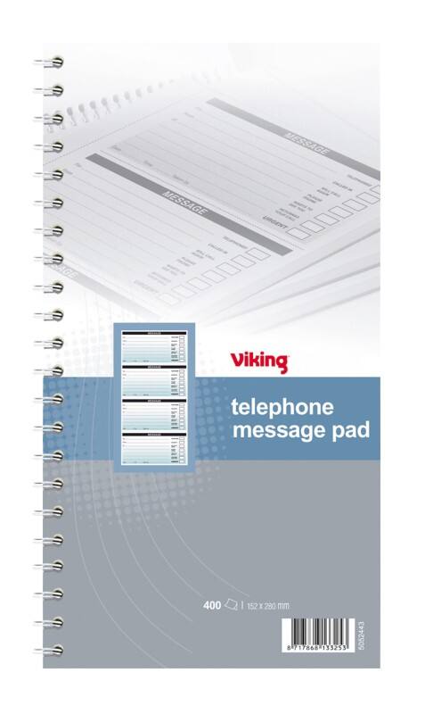 Viking Telephone Message Pad Assorted Special format 60 gsm Ruled 100 Sheets