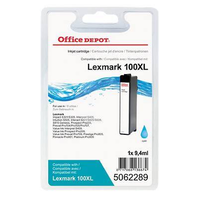 Office Depot Compatible Lexmark 100XL Ink Cartridge Cyan