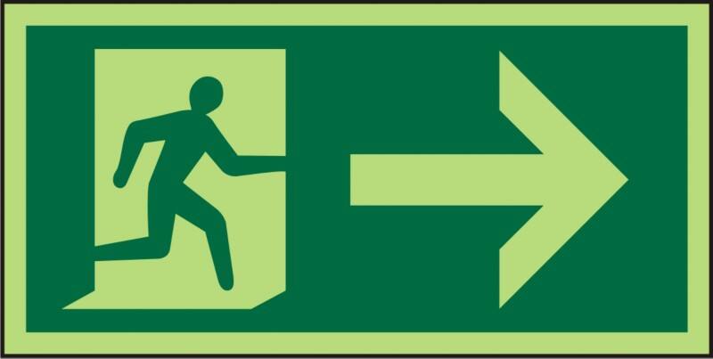Fire Exit Sign Right Arrow Wall Mounted PVC (Polyvinyl Chloride) 15 x 30 cm