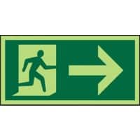 Stewart Superior Photoluminescent Exit Sign Right Vinyl 300 x 150 mm