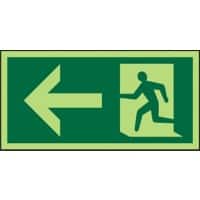 Fire Exit Sign Left Arrow Wall Mounted PP (Polypropylene) 15 x 30 cm