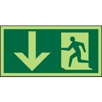 Fire Exit Sign with Down Arrow PVC 15 x 30 cm