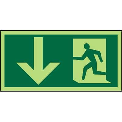 Fire Exit Sign with Down Arrow PVC 15 x 30 cm