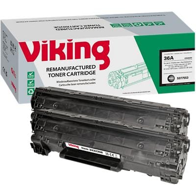 Viking 36A Compatible HP Toner Cartridge CB436A Black Pack of 2 Duopack