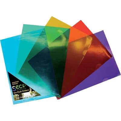 Seco Cut Flush Folder A4 Clear Assorted 100 microns Polypropylene Pack of 25