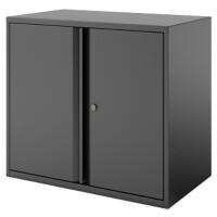 Bisley Double Door Locking Cupboard Lockable with 1 Shelf Metal Essentials 900 x 470 x 1000mm Black