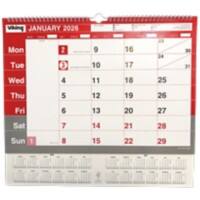 Viking Calendar 2025 1 Month per page 42 (W) x 37.3 (H) cm Red, White