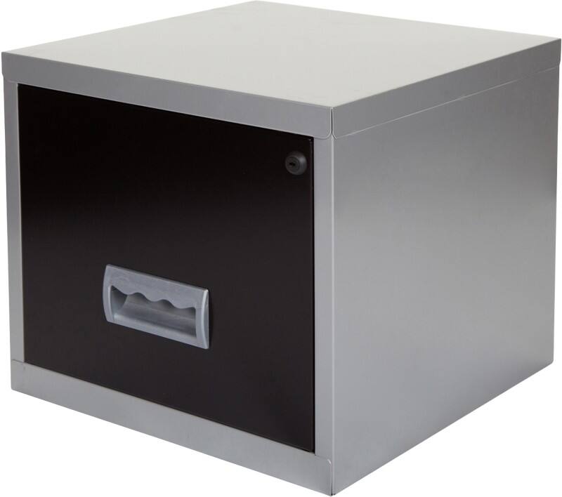 Pierre Henry Maxi Steel Filing Cabinet with 1 Lockable Drawer 400 x 400 x 360 mm Black, Silver