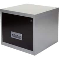 Pierre Henry Steel Filing Cabinet with 1 Lockable Drawer Maxi 400 x 400 x 370 mm Black, Silver