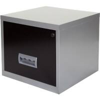 Pierre Henry Maxi Steel Filing Cabinet with 1 Lockable Drawer 400 x 400 x 360 mm Black, Silver