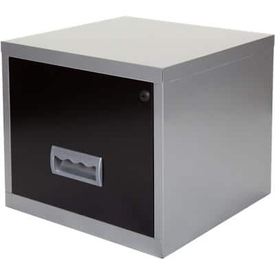 Pierre Henry Maxi Steel Filing Cabinet with 1 Lockable Drawer 400 x 400 x 360 mm Black, Silver